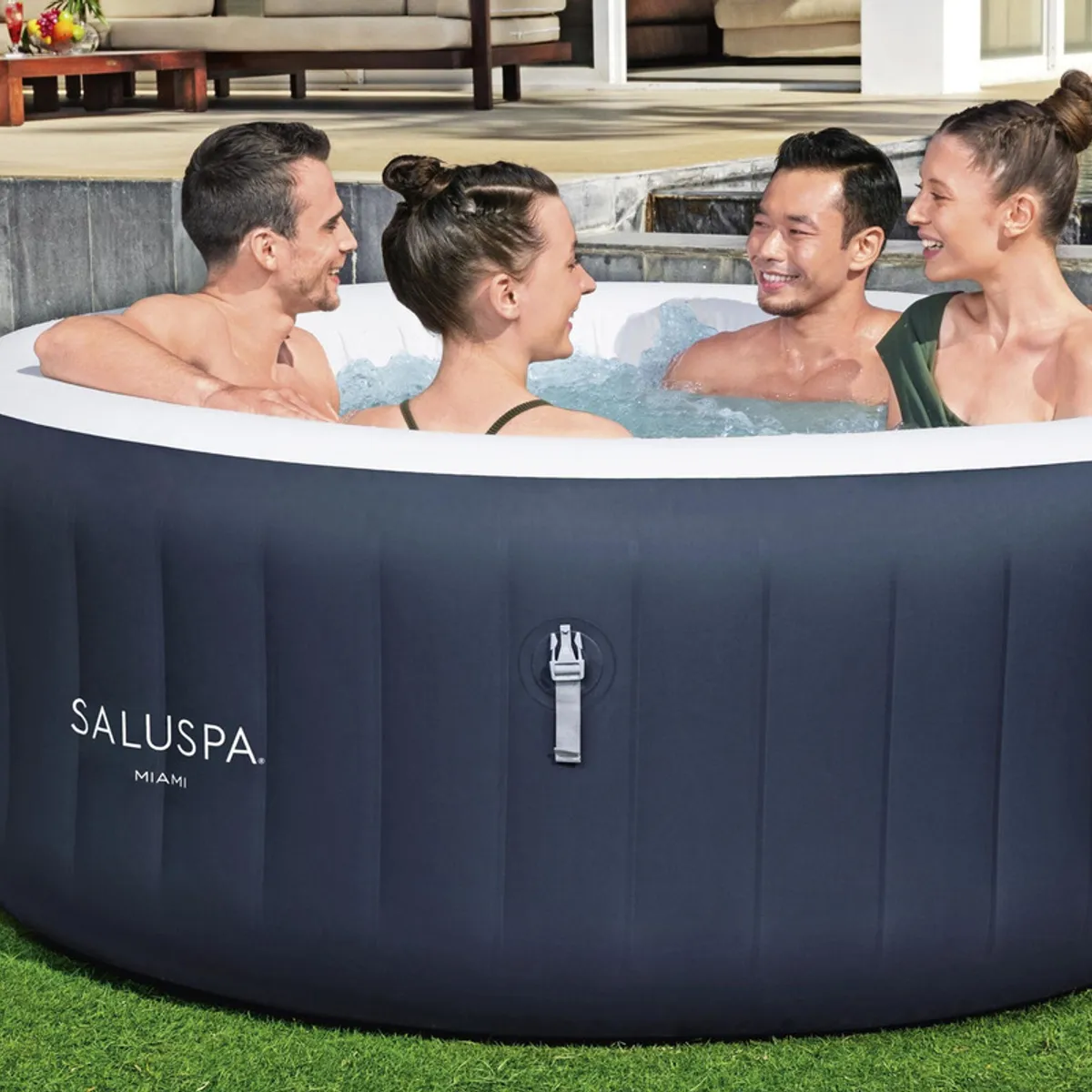BESTWAY - Jacuzzi Spa Inflable Bestway Sauna 4 Personas Hidromasaje Negro 110v