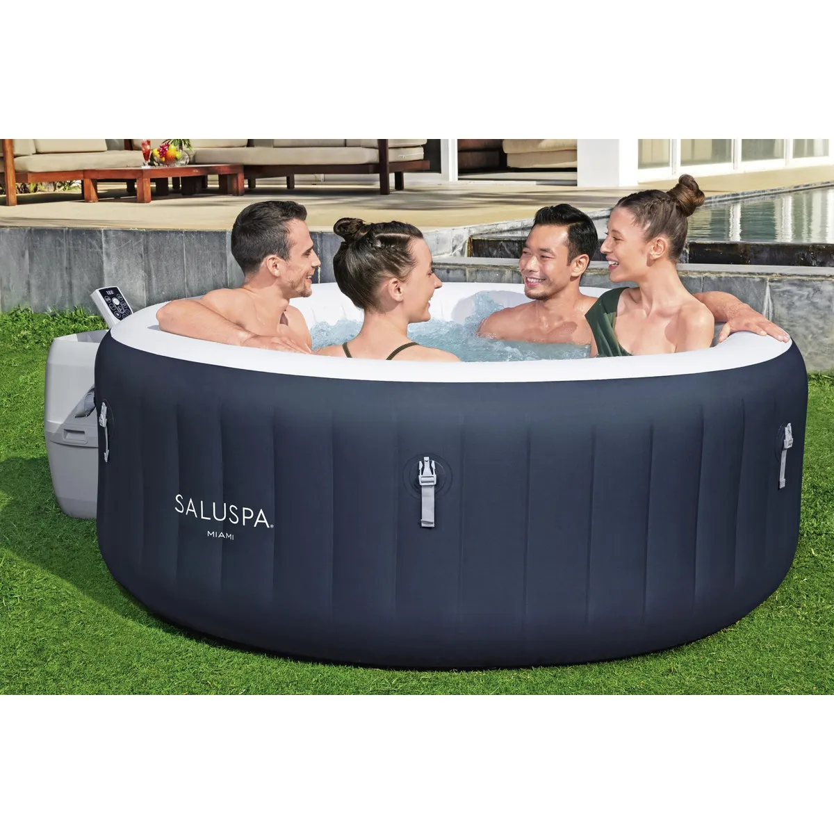 BESTWAY - Jacuzzi Spa Inflable Bestway Sauna 4 Personas Hidromasaje Negro 110v