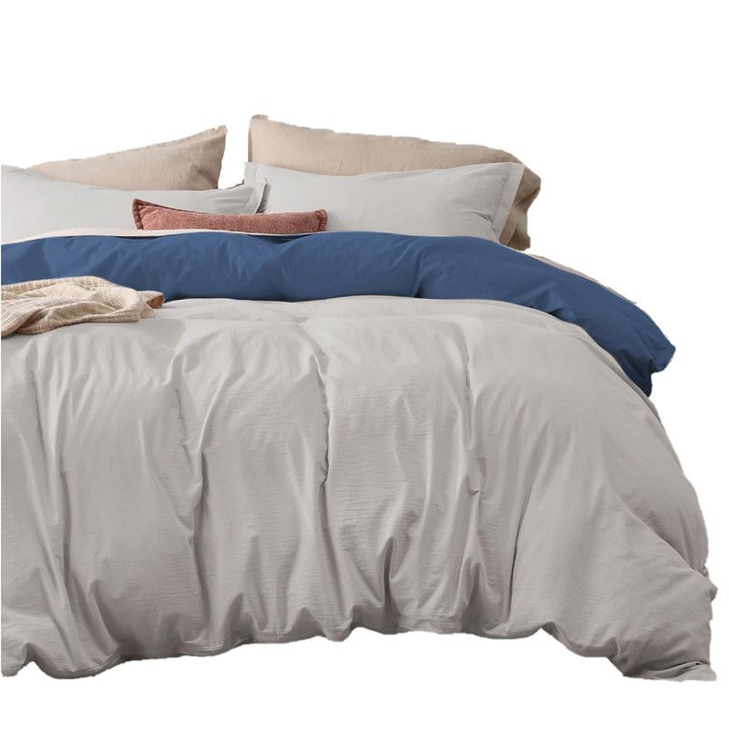 MY HOME STORE - Duvet Cover + Plumón Bicolor Azul Oscuro Gris Claro King