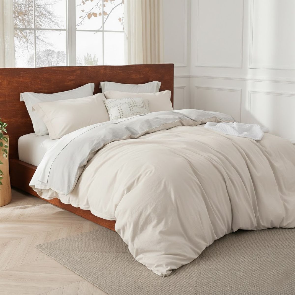 MY HOME STORE - Duvet Cover + Plumón Bicolor Beige Gris Claro