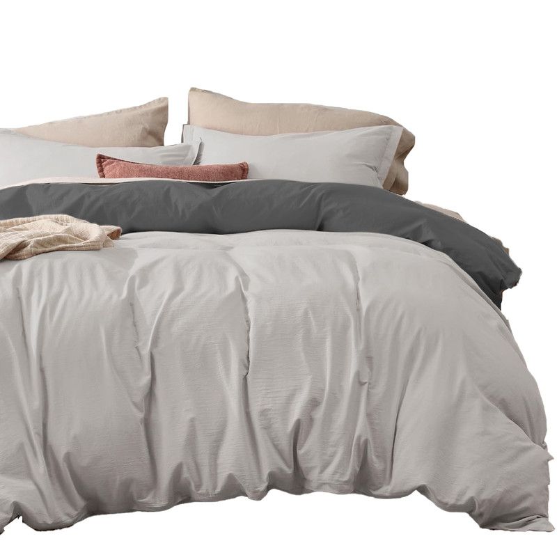 MY HOME STORE - Duvet Cover + Plumón Bicolor Gris Oscuro Gris Claro King