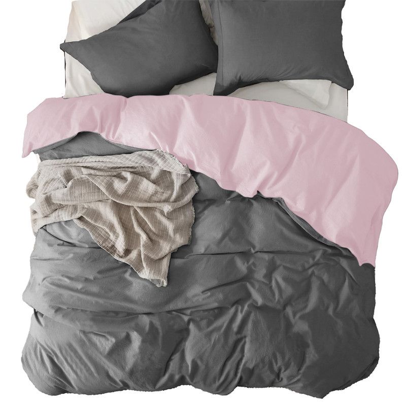 MY HOME STORE - Duvet Cover + Plumón Bicolor Gris Oscuro Rosado King