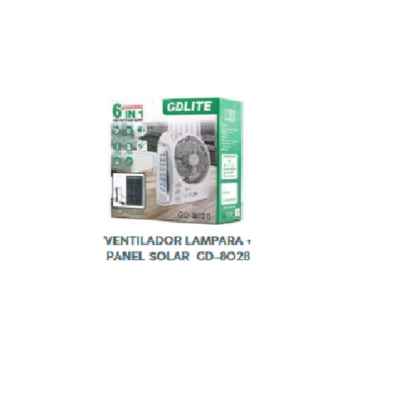 GENERICO - VENTILADOR + LAMPARA SOLAR 6 EN 1