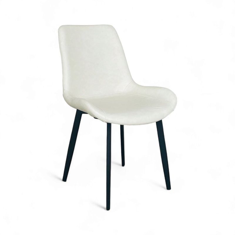 GENERICO - Silla de Cuero y Estructura Metálica Diseño Premium COLOR BLANCO CREMA