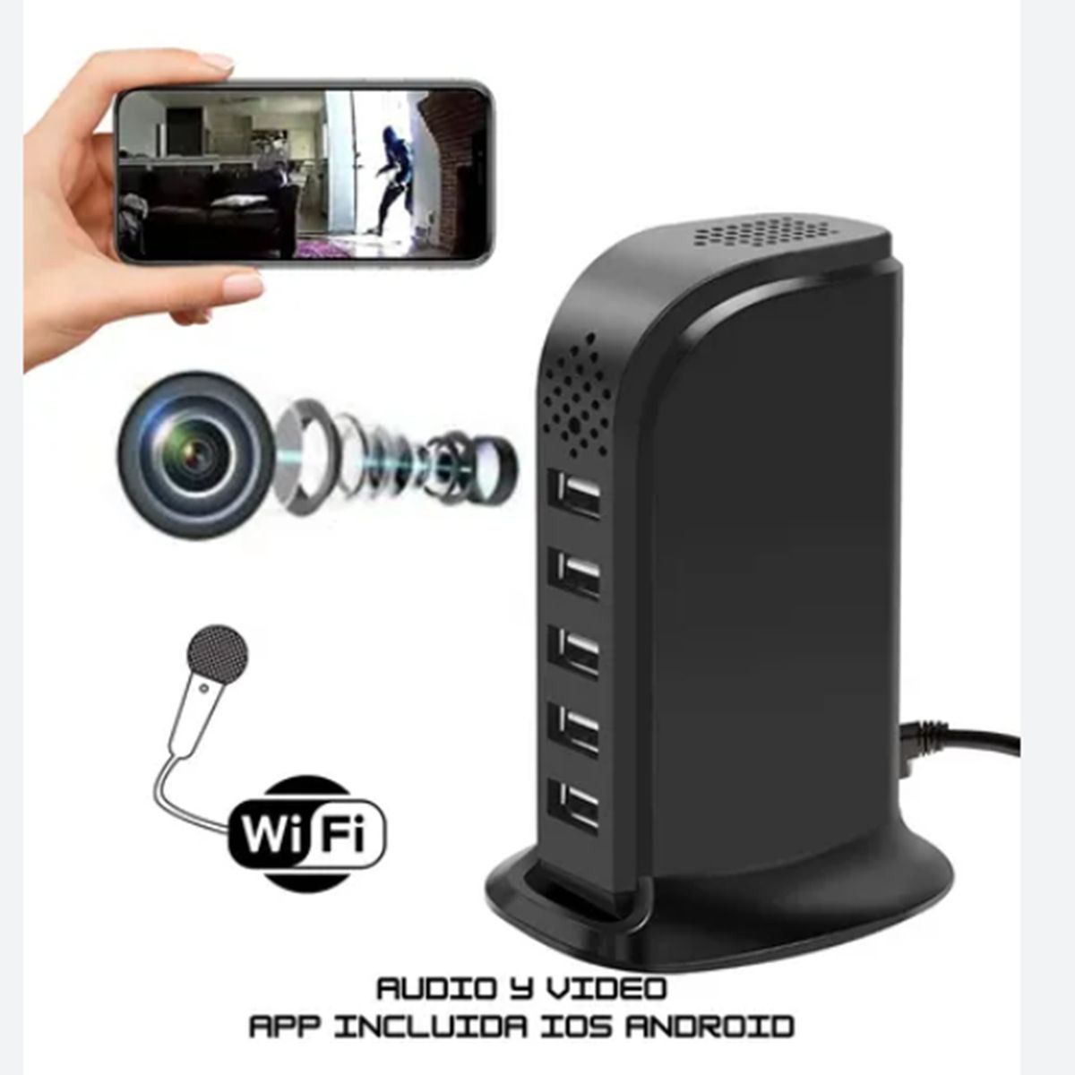 GENERICO - Cámara Con Conector IP Espía De Vigilancia Para Hogar Empresa