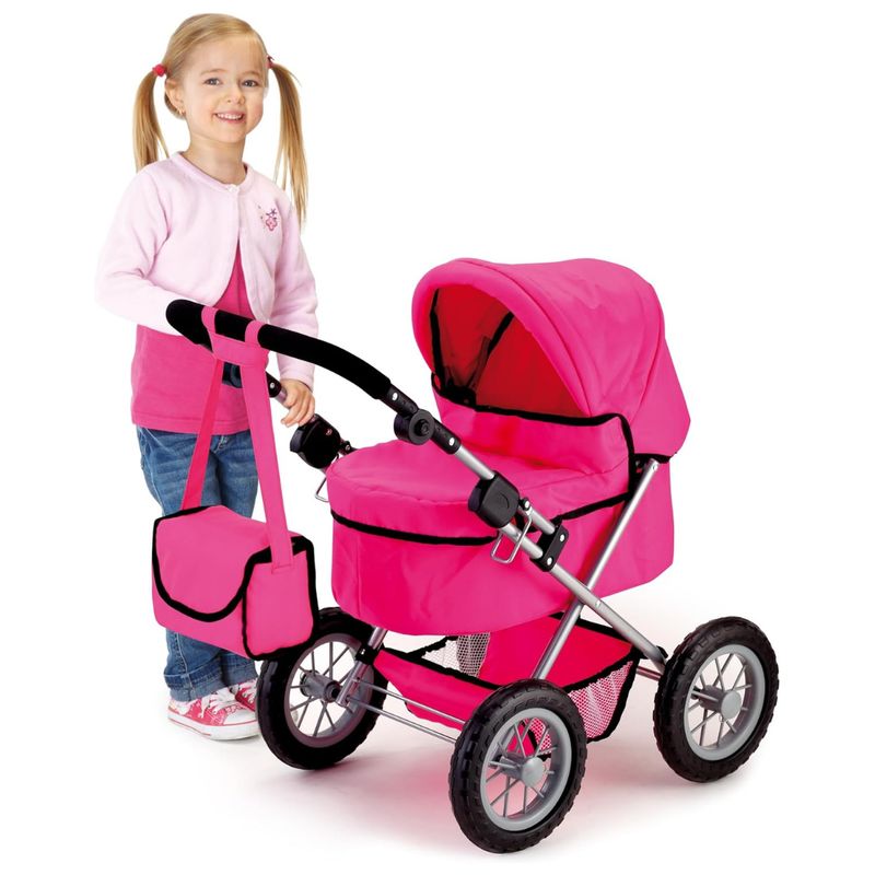 GENERICO - Coche Stroller Doble Para Muñecas Reborn Bebe Real Fucsia