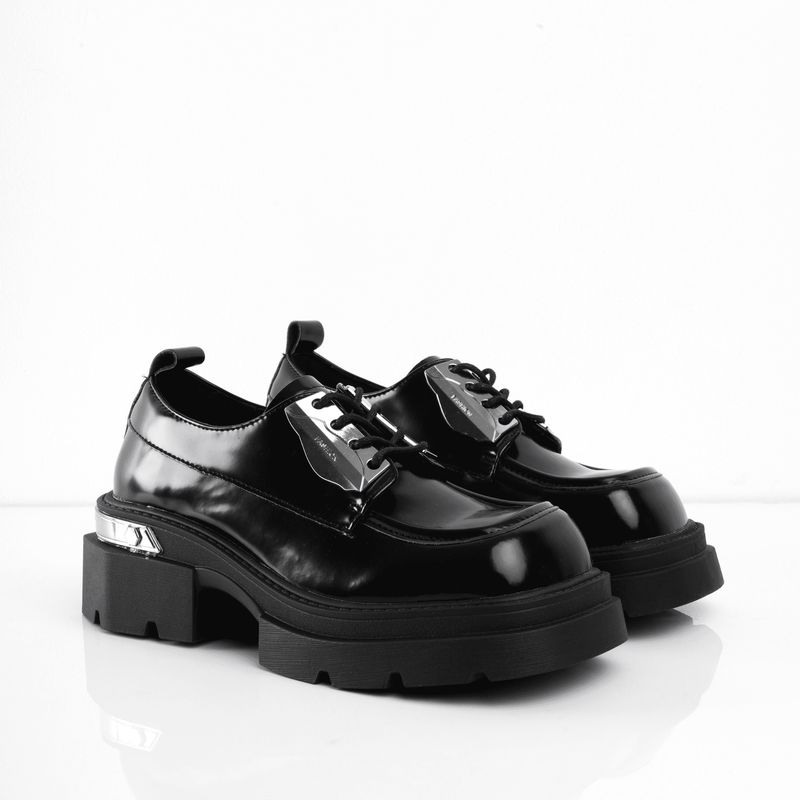 CALZADO ADRENALINA - Zapatos negros de cordón con apliques plateados connie