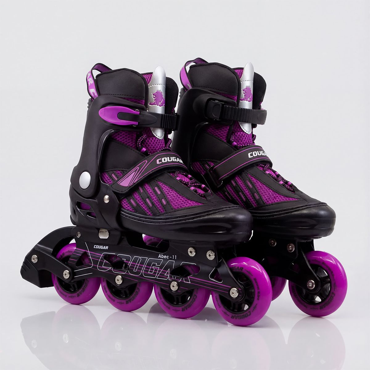 COUGAR - Patines Ajustables MZS833LG + Maleta Morado talla L 38-41
