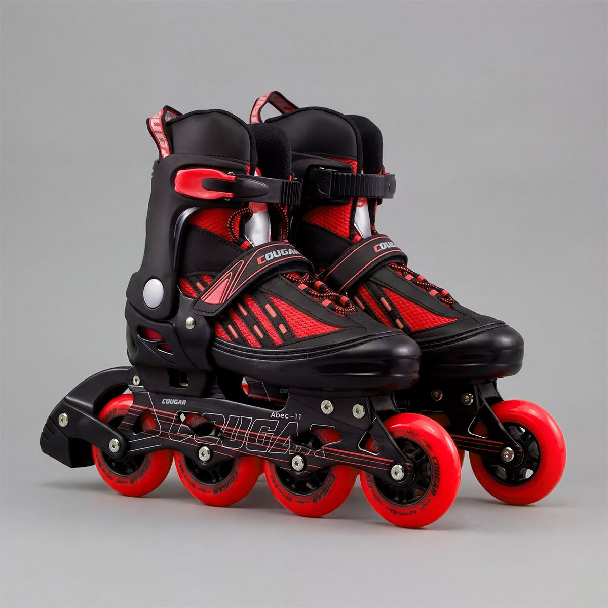 COUGAR - Patines Ajustables MZS833LG + Maleta Rojo talla M 34-37