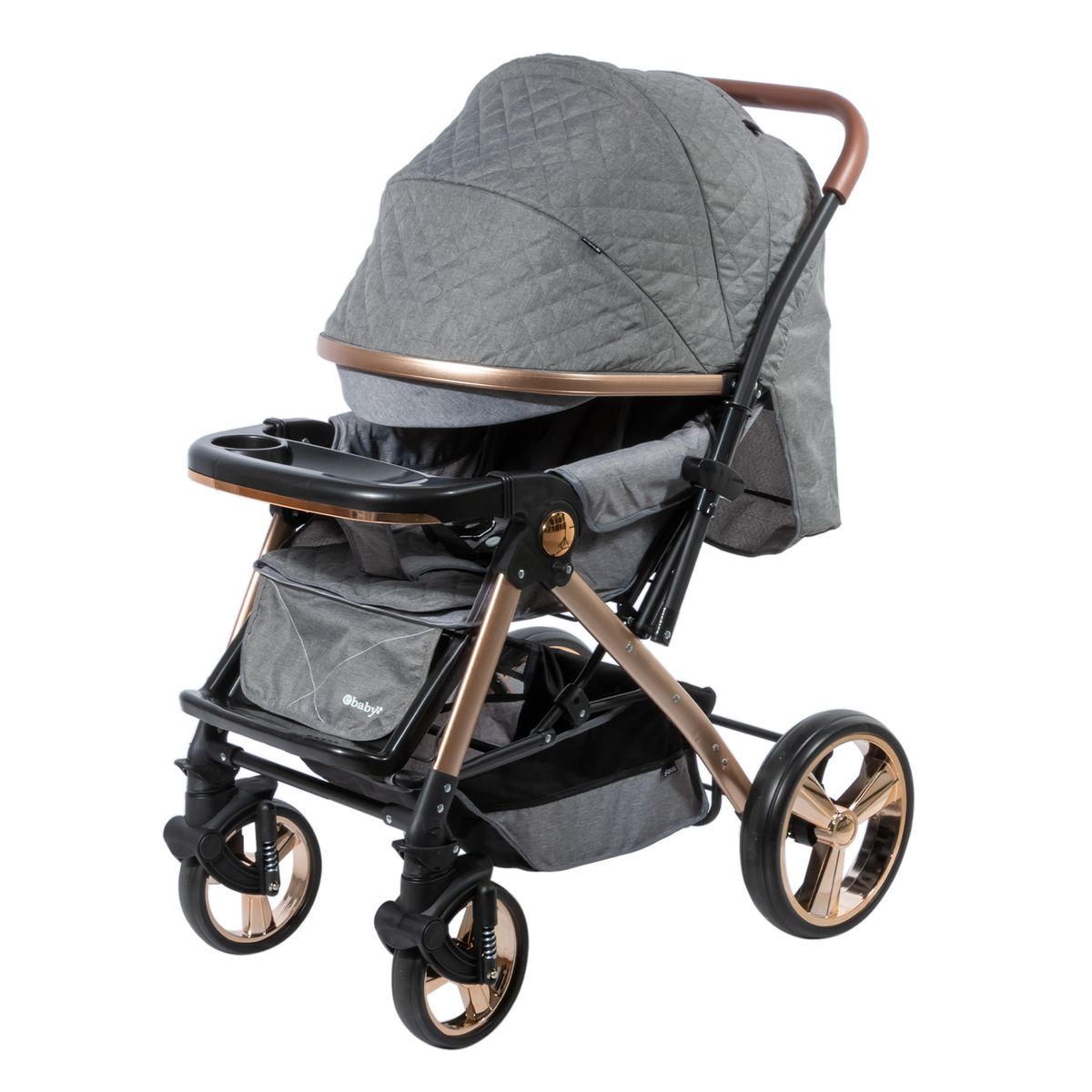 EBABY - Coche cuna HARDY mango reversible GRIS EB1157