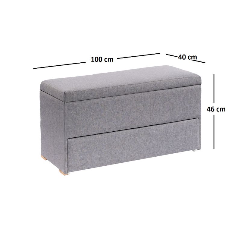 DKO DESIGN - Puff Baul Organizador Zapatero 46x100x40cm Gris