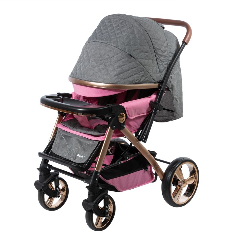 EBABY - Coche cuna HARDY mango reversible ROSA EB1157