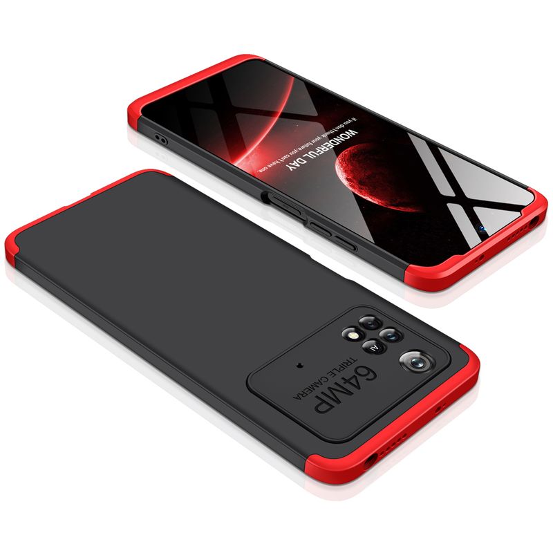 GENERICO - Funda Carcasa Estuche Protector Para Poco M4 PRO Negro con Rojo