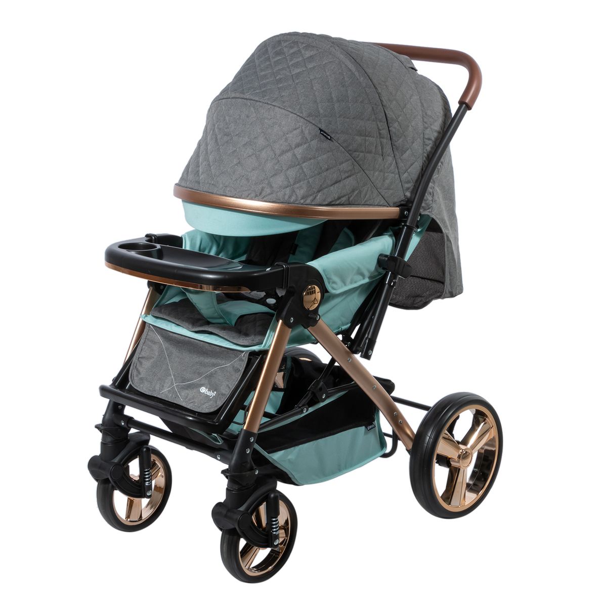EBABY - Coche cuna HARDY mango reversible VERDE EB1157