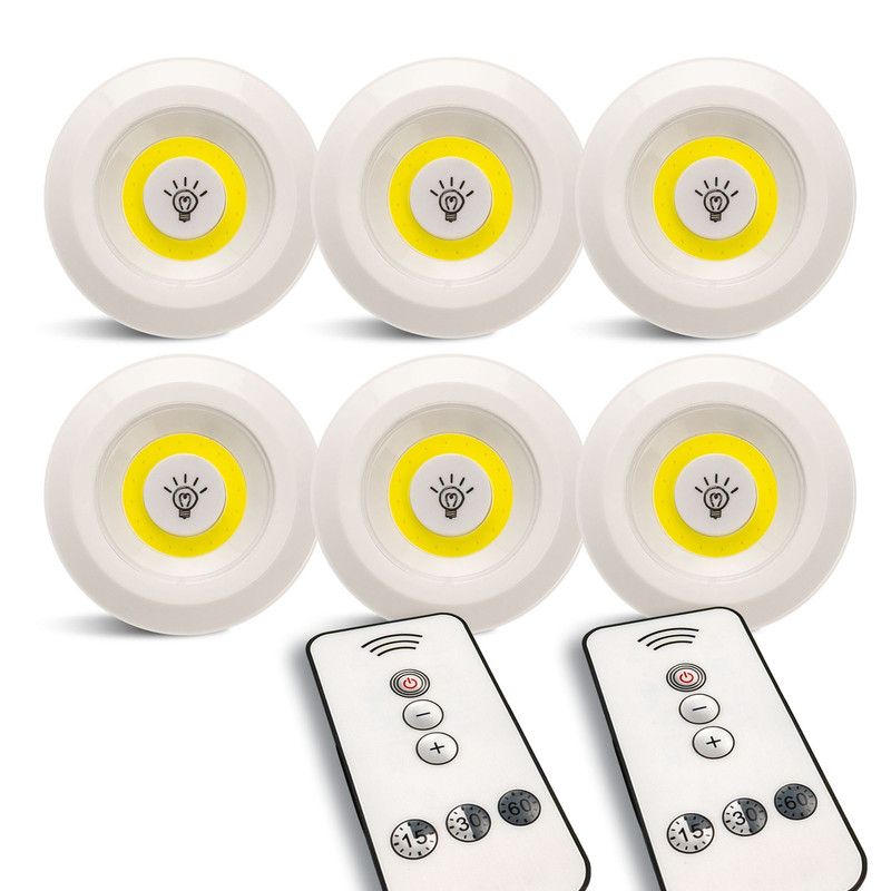 ENERGY PLUS - Set x6 Lámparas LED Adhesivas con Control Remoto Sin Cables