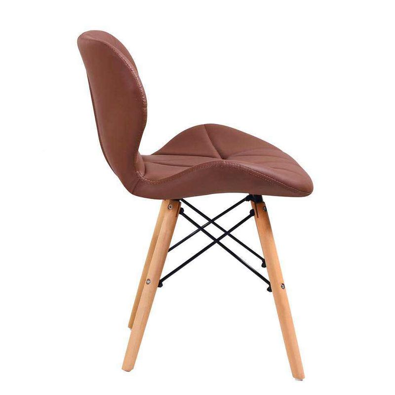 GENERICO - Silla Moderna Tapizada de Eco Cuero con Patas de Madera COLOR MARRON