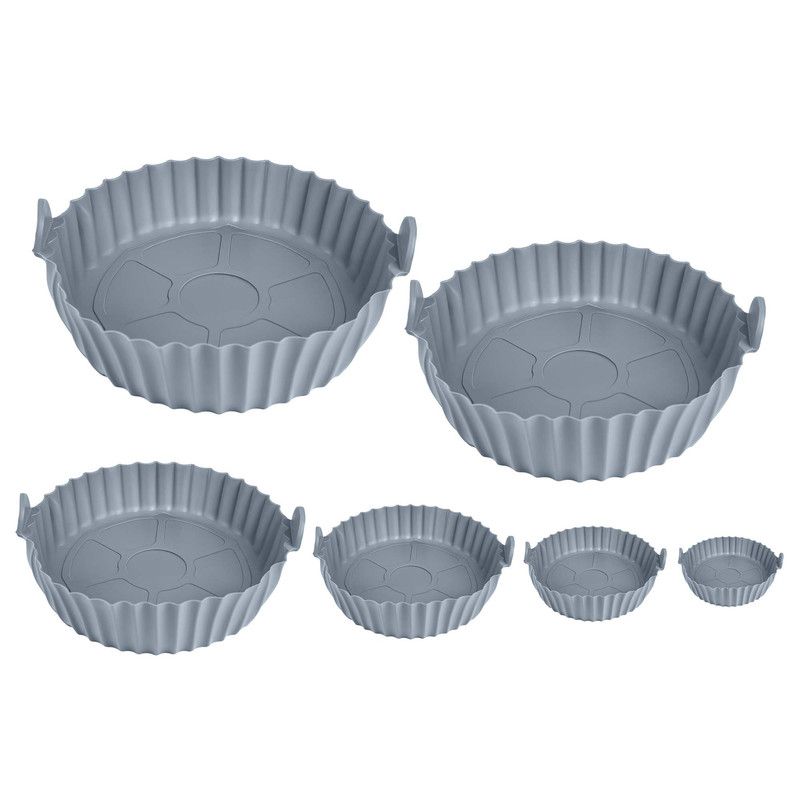 CHEF MASTER - Kit x 6 Moldes Silicona para Freidora de Aire Reutilizables Gris