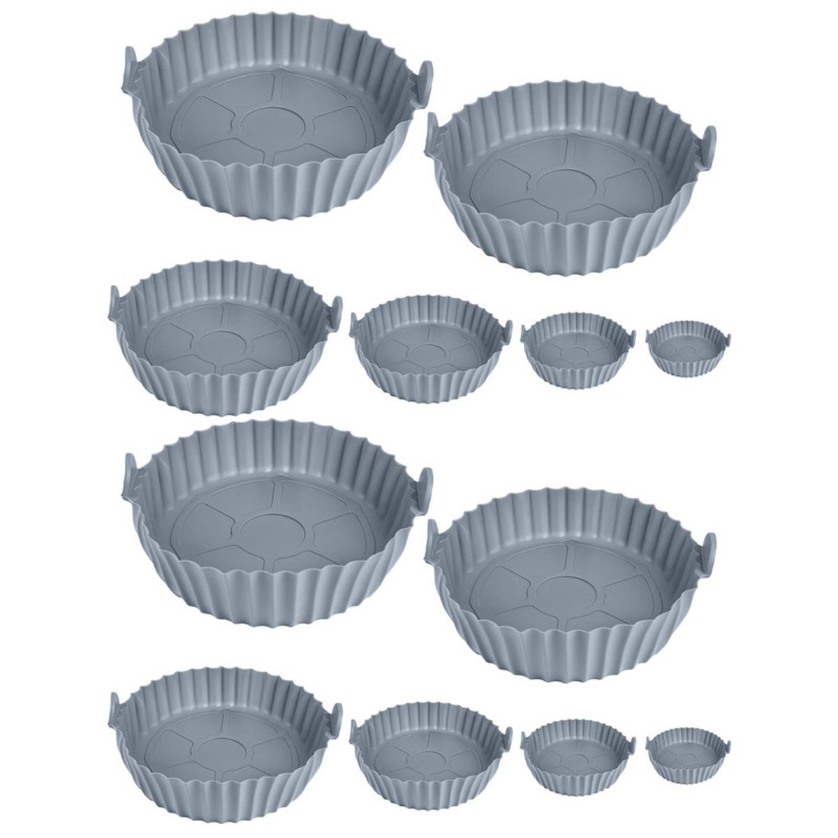CHEF MASTER - Kit x 12 Moldes Silicona para Freidora de Aire Reutilizables Gris