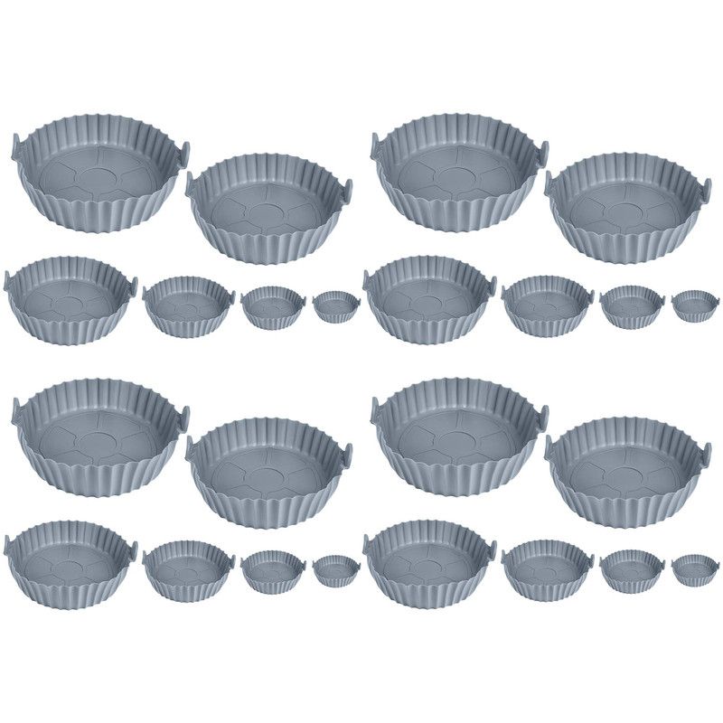 CHEF MASTER - Kit x 24 Moldes Silicona para Freidora de Aire Reutilizables Gris