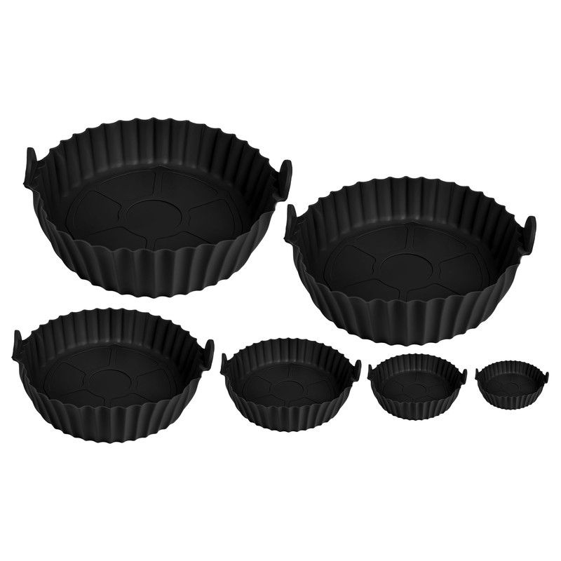 CHEF MASTER - Kit x 6 Moldes Silicona para Freidora de Aire Reutilizables Negro