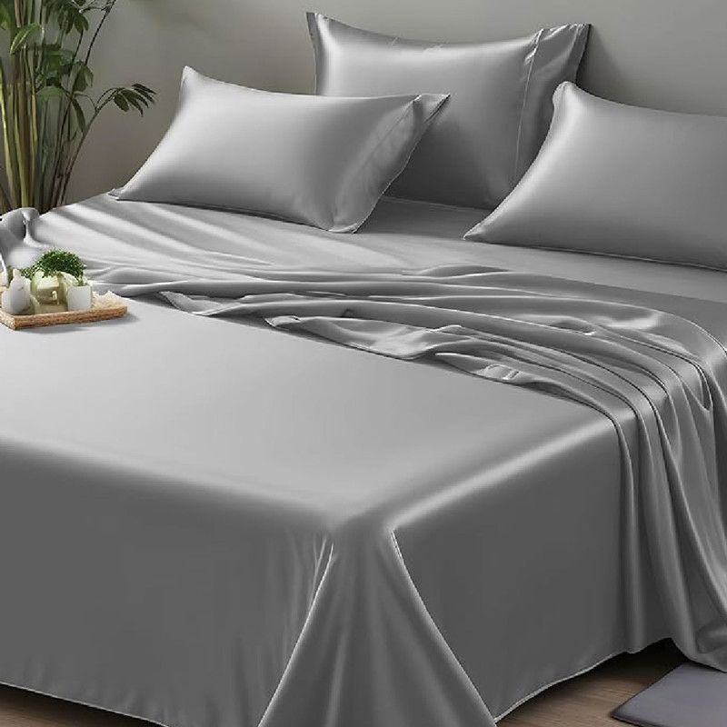 MY HOME STORE - Juego de sábanas de Bambú Gris Claro 230 Hilos