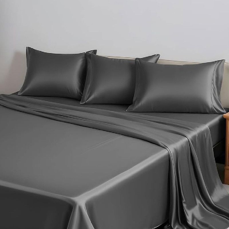 MY HOME STORE - Juego de sábanas de Bambú Gris Oscuro 230 hilos