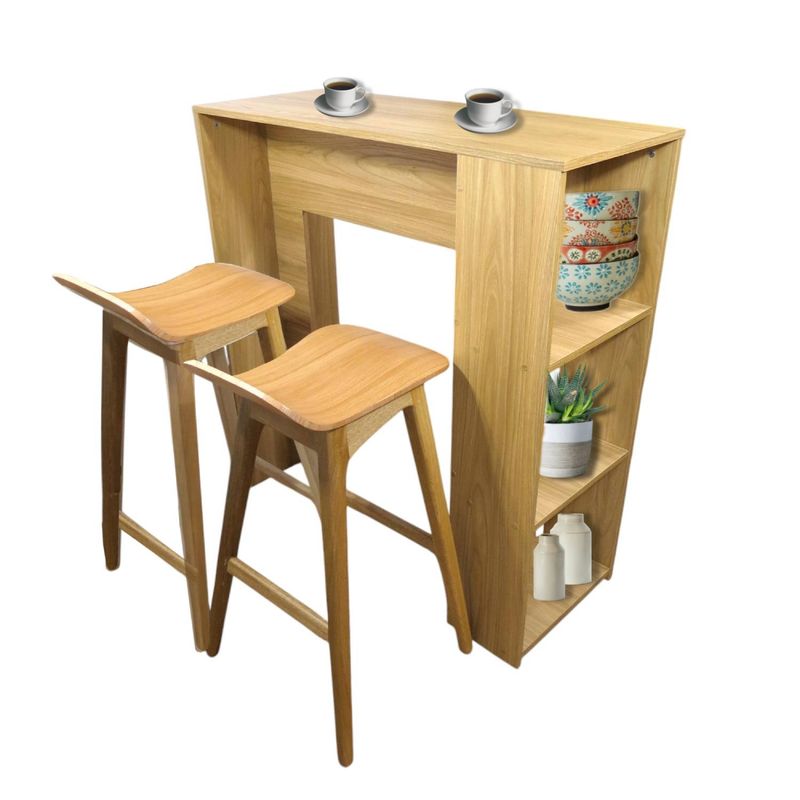 DKO DESIGN - Combo Barra Auxiliar De Cocina  (100x100x40)+ 2 sillas madera
