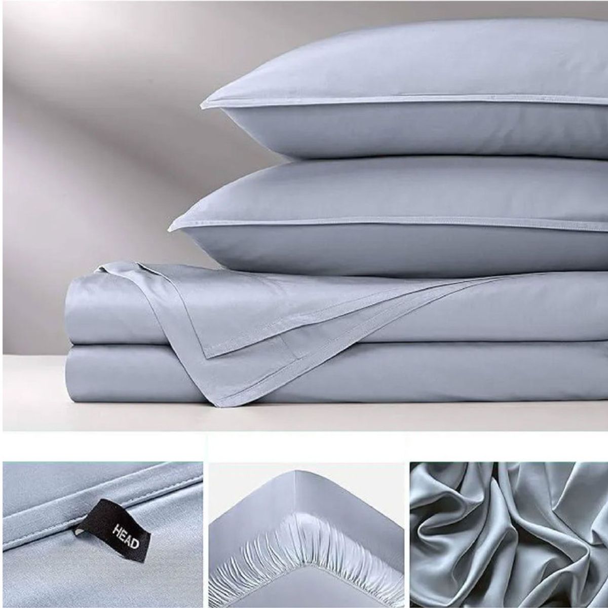 MY HOME STORE - Juego de sábanas de Bambú Ligth Blue 230 Hilos