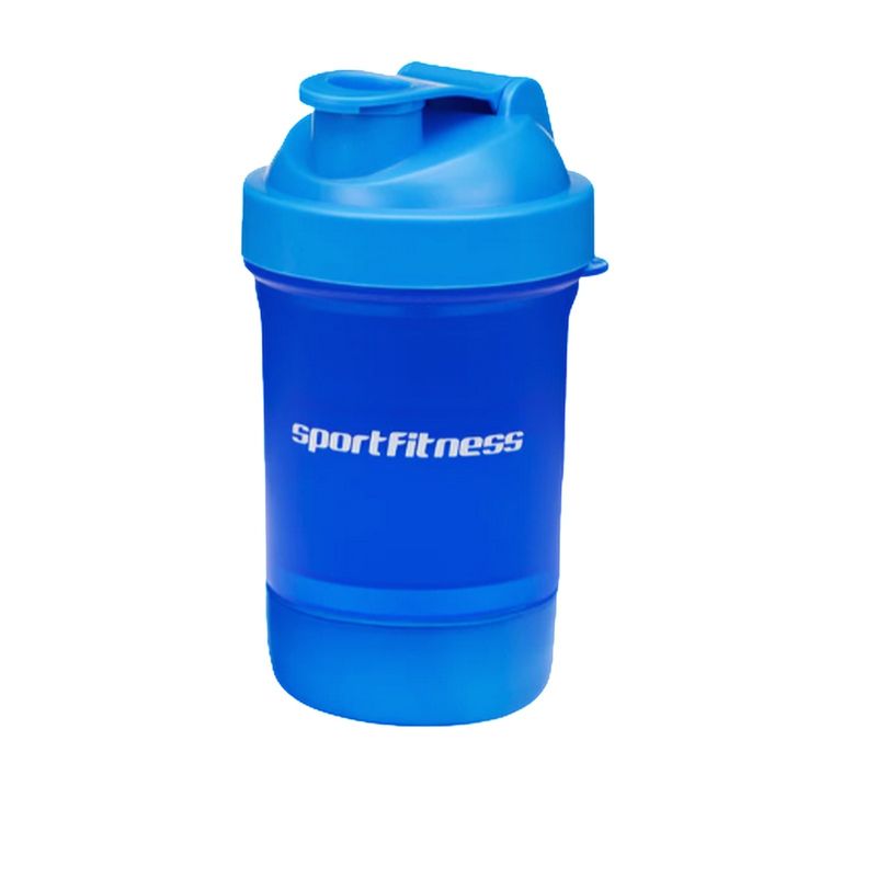 SPORTFITNESS - Shaker Deportivo Azul Para Suplementos Y Batidos
