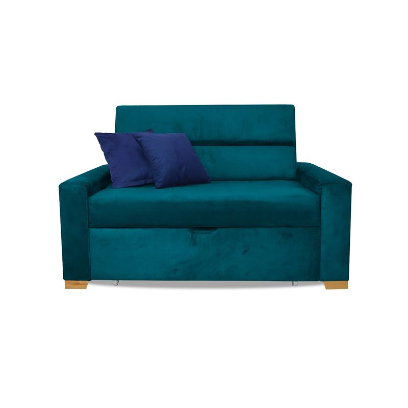 MUEBLES REM - Sofa Cama  Multifuncional Aubry Turquesa + Cojines Turquesa