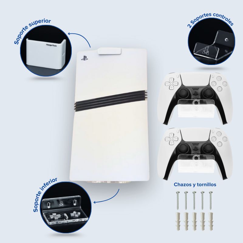 HANGERTECH - Combo soporte de pared PS5 PlayStation 5 Pro.
