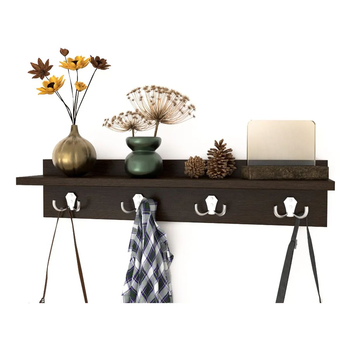 GENERICO - Repisa Perchero Flotantes Para Decoración minimalista Color Wengue