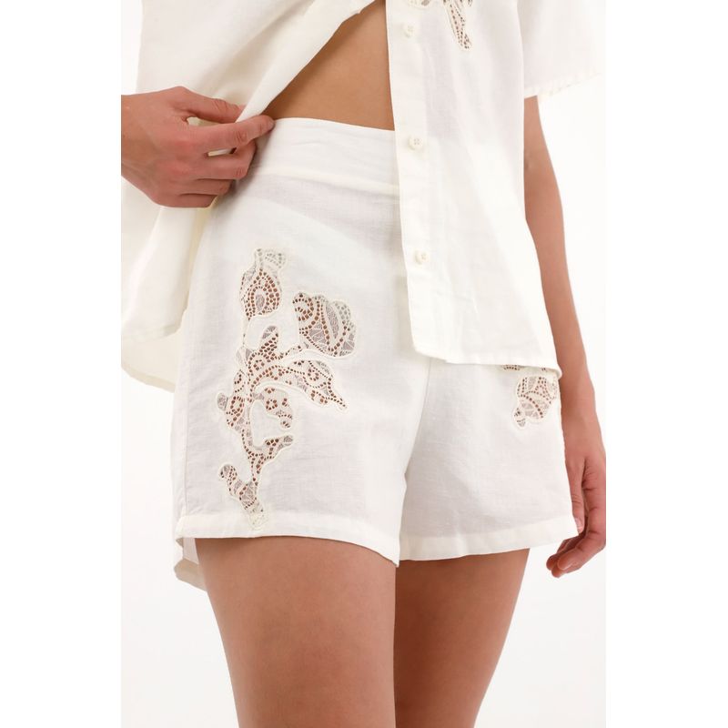 TENNIS - Bermuda con encaje crudo para mujer