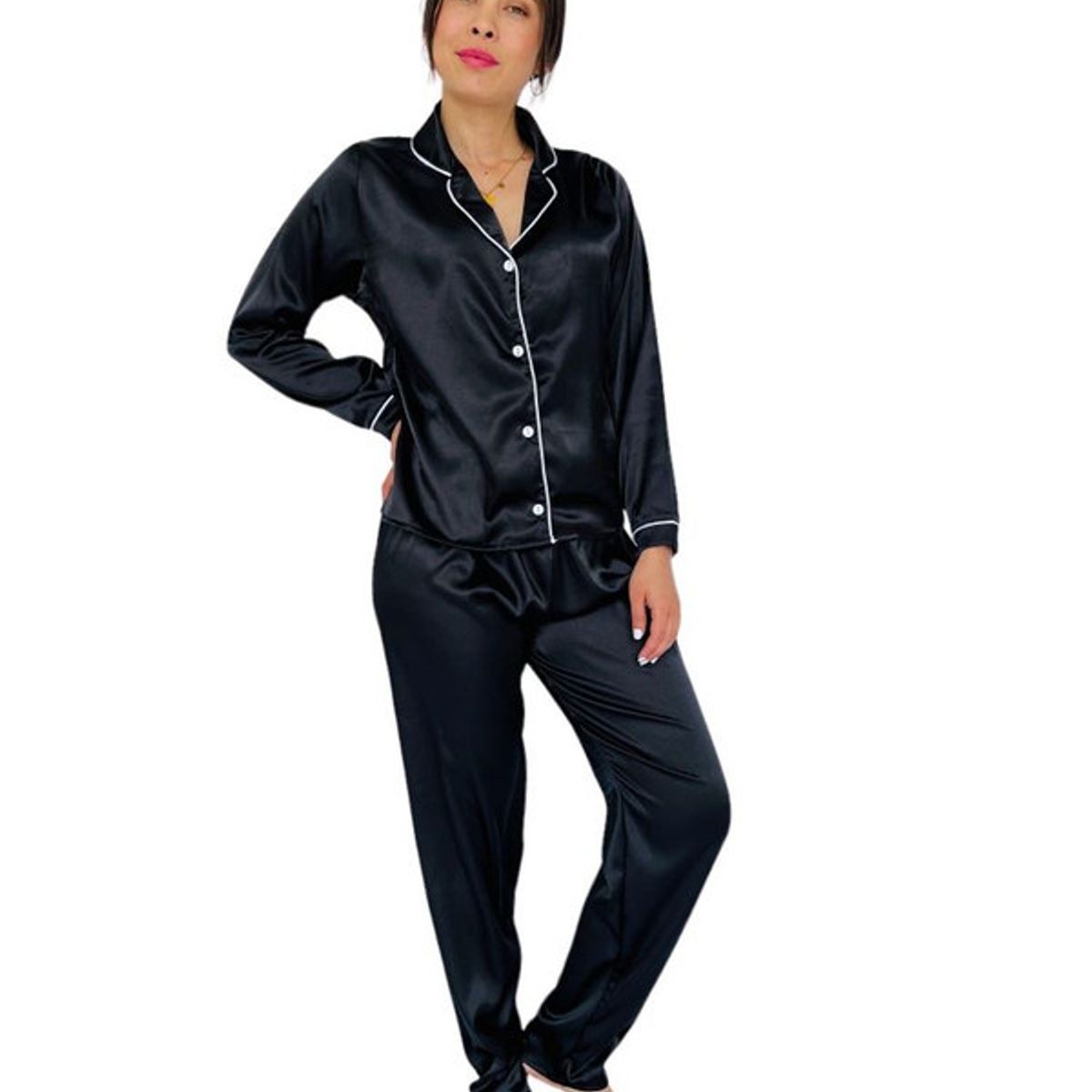 BY MORNING - Pijama Pantalón Sat Negro 1529