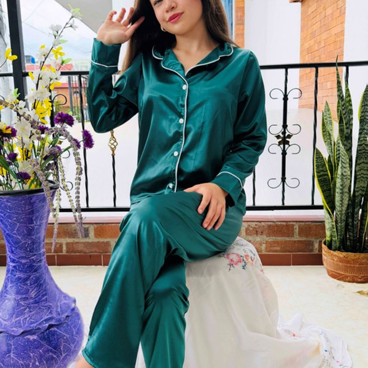 BY MORNING - Pijama Pantalón Sat Verde 1678