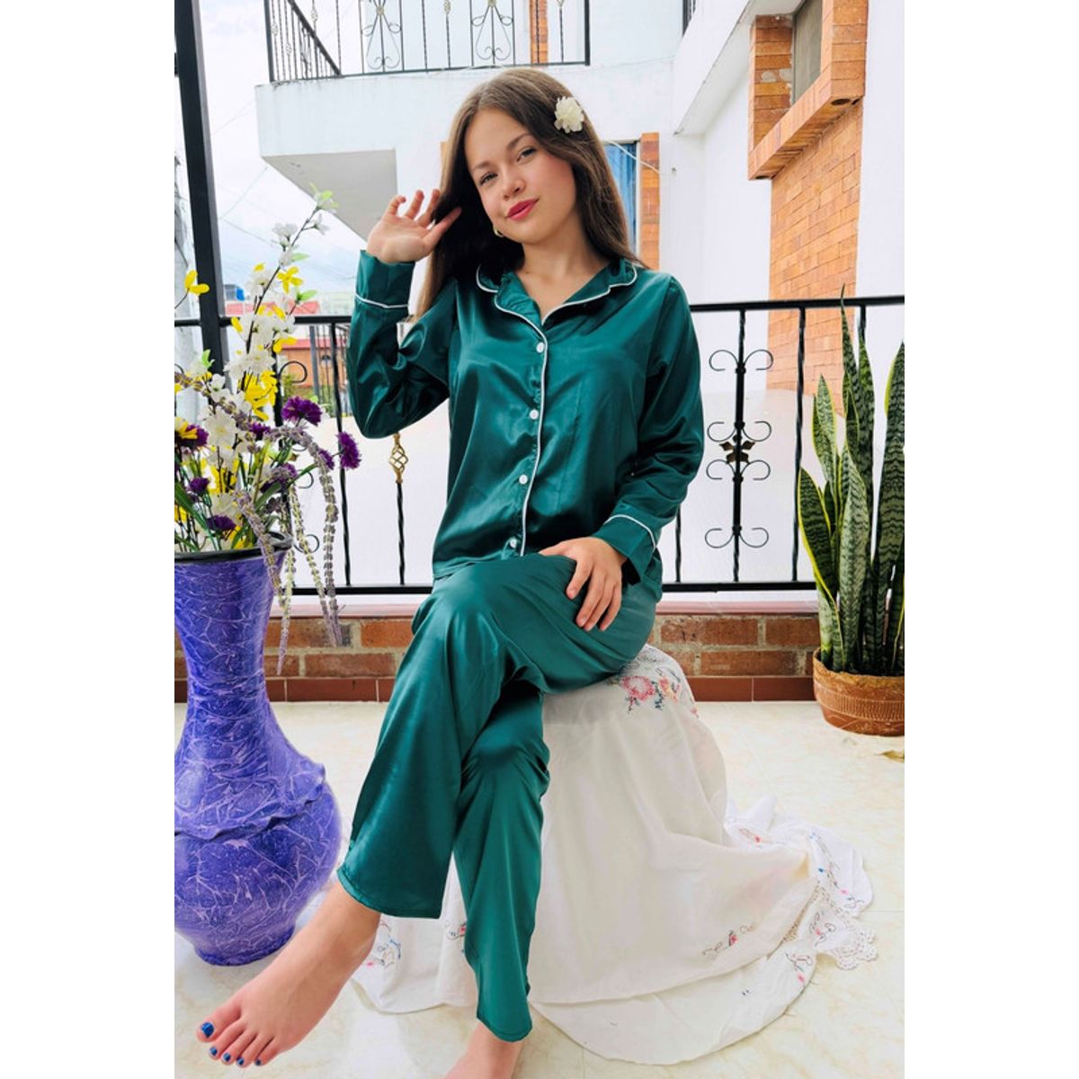 BY MORNING - Pijama Pantalón Sat Verde 1678