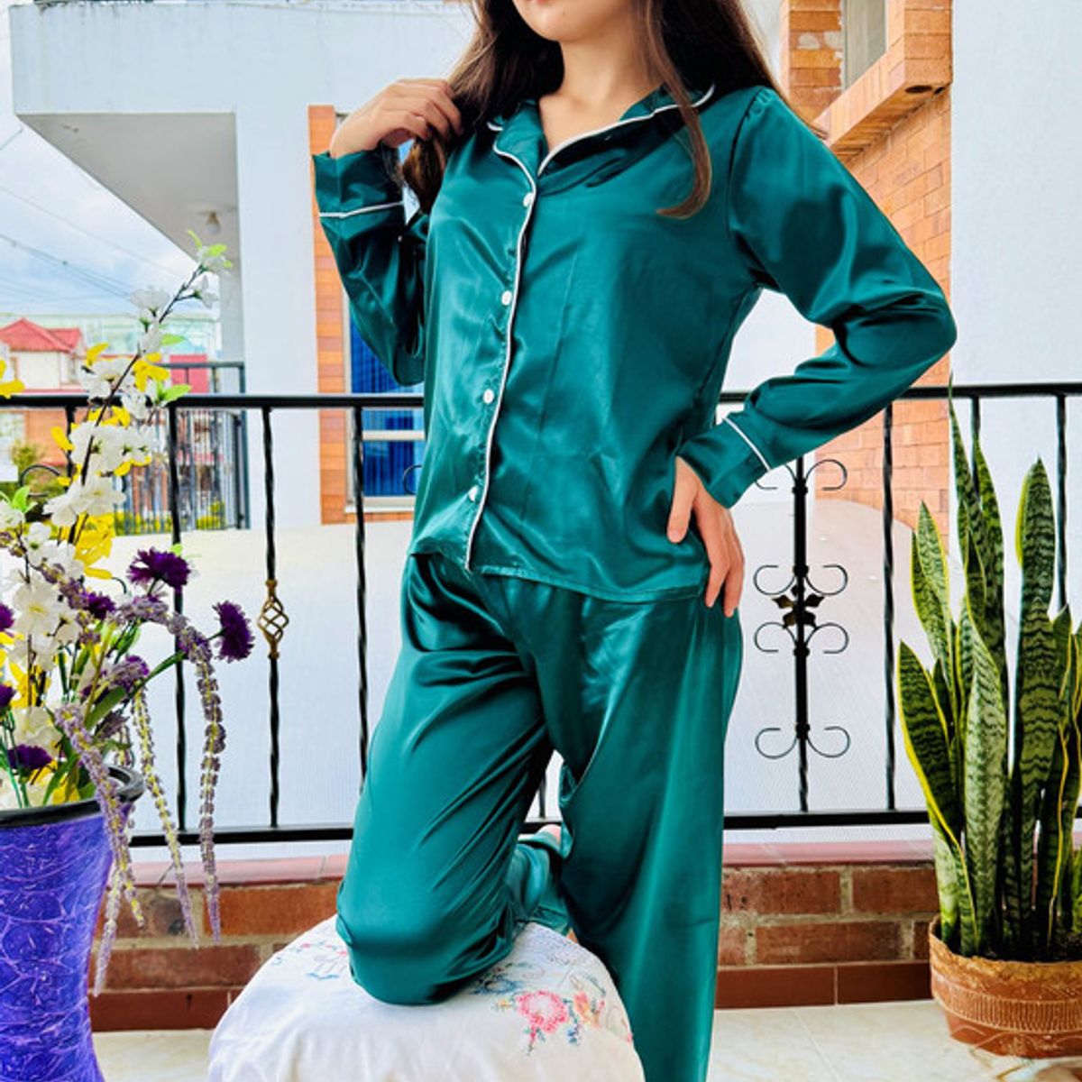 BY MORNING - Pijama Pantalón Sat Verde 1678