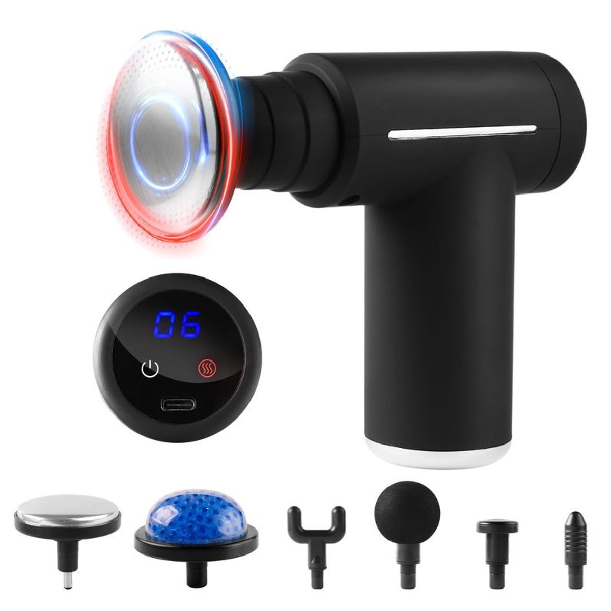 FIT - Pistola Masajeadora Frio Calor 6 Niveles Cabezas con voz