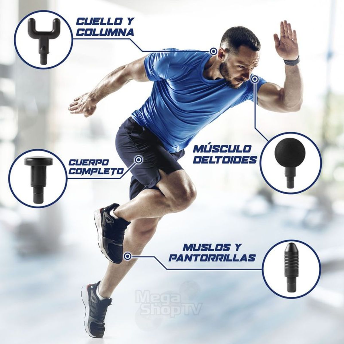 FIT - Pistola Masajeadora Frio Calor 6 Niveles Cabezas con voz