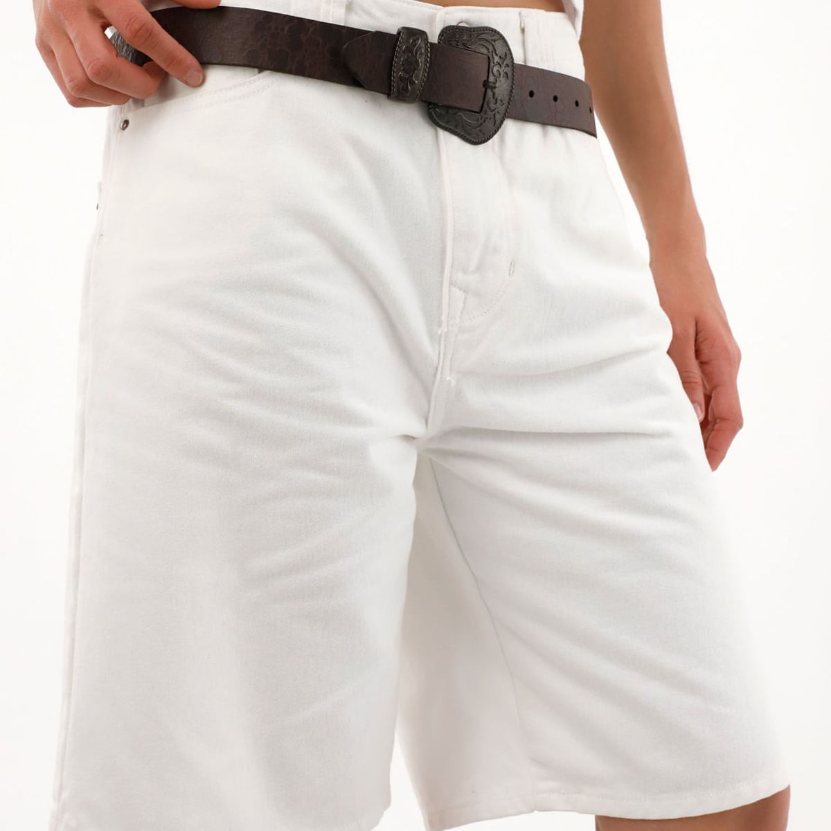 TENNIS - Bermuda larga en denim crudo para mujer