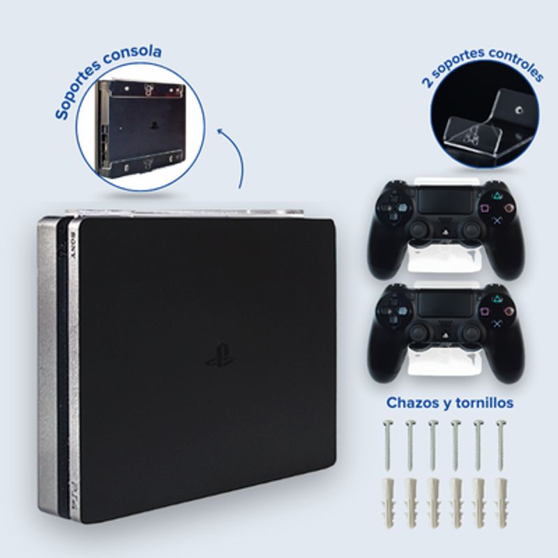 HANGERTECH - Combo soporte de pared PS4 PlayStation 4 Fat/Slim.