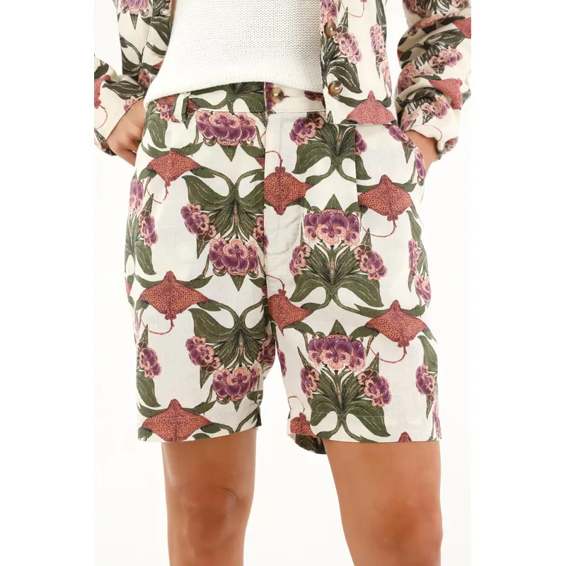 TOPMARK - Bermuda tiro alto estampada para mujer