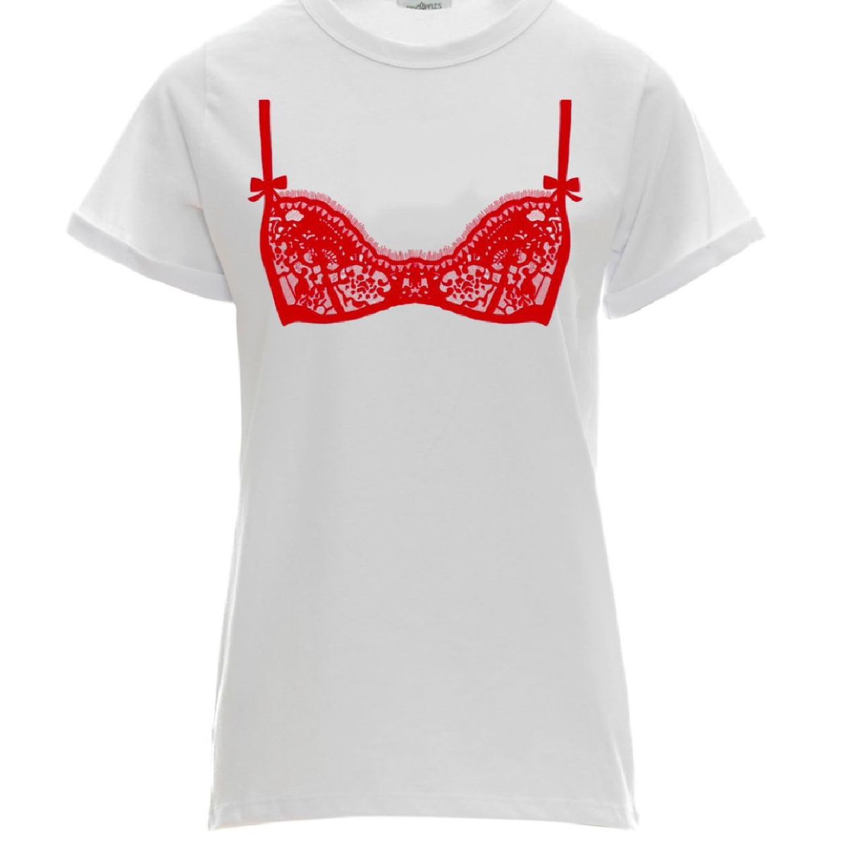PINEAPPLES DON'T HAVE SLEEVES - Camiseta Blanca Con Bra Rojo Pineapples