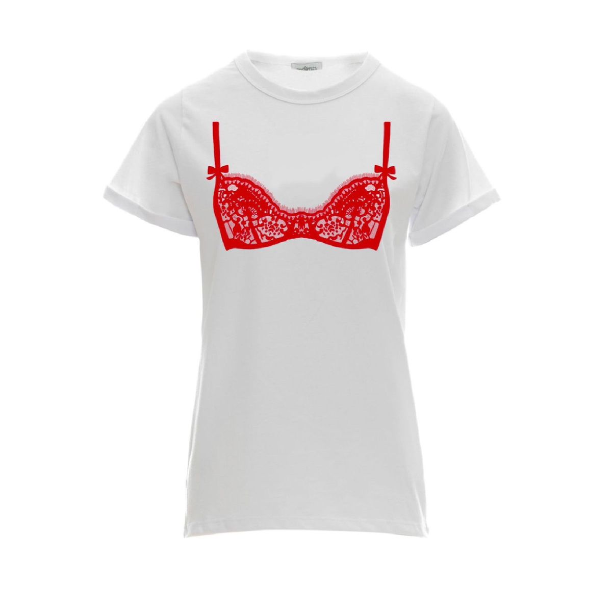 PINEAPPLES DON'T HAVE SLEEVES - Camiseta Blanca Con Bra Rojo Pineapples