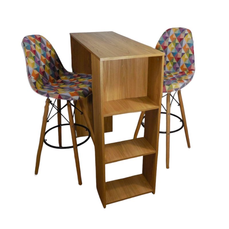 GENER - Combo Barra Auxiliar De Cocina  (100x100x40)+ 2 sillas  Eames Colors