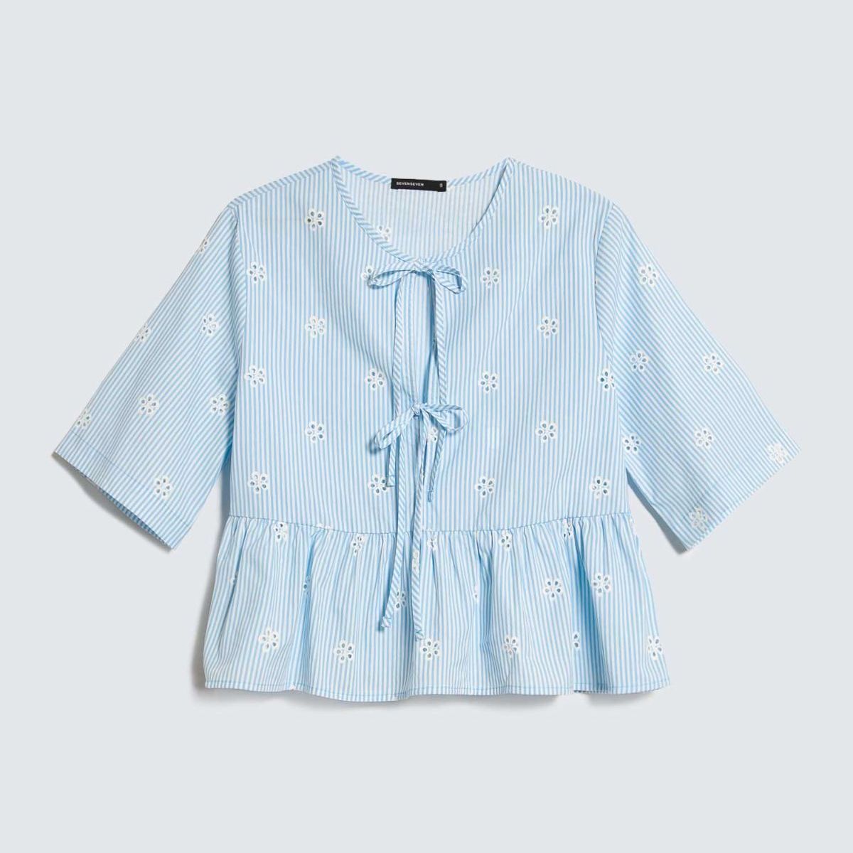 SEVEN SEVEN - Blusa Con Lace Up  Para Mujer Azul Seven Seven