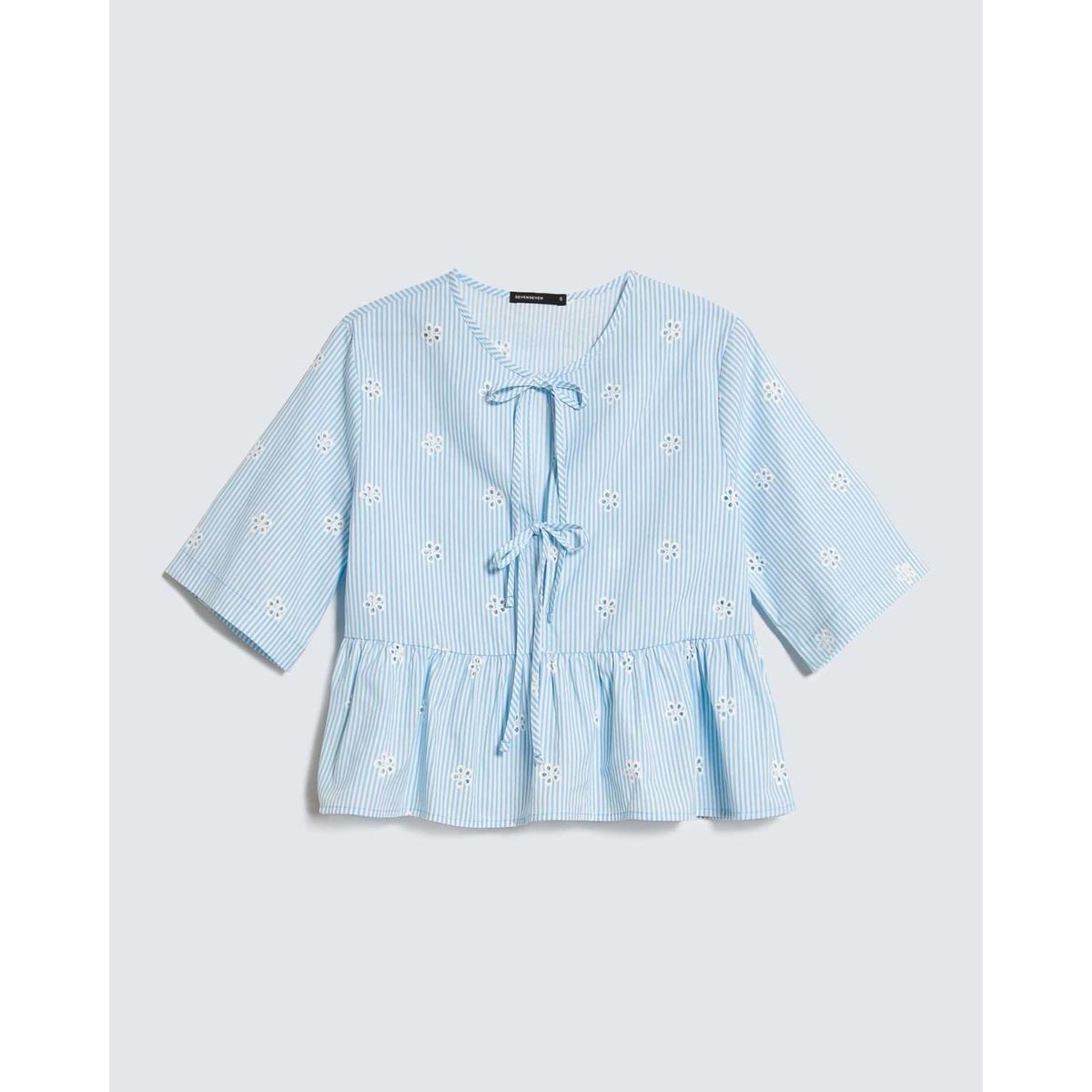 SEVEN SEVEN - Blusa Con Lace Up  Para Mujer Azul Seven Seven