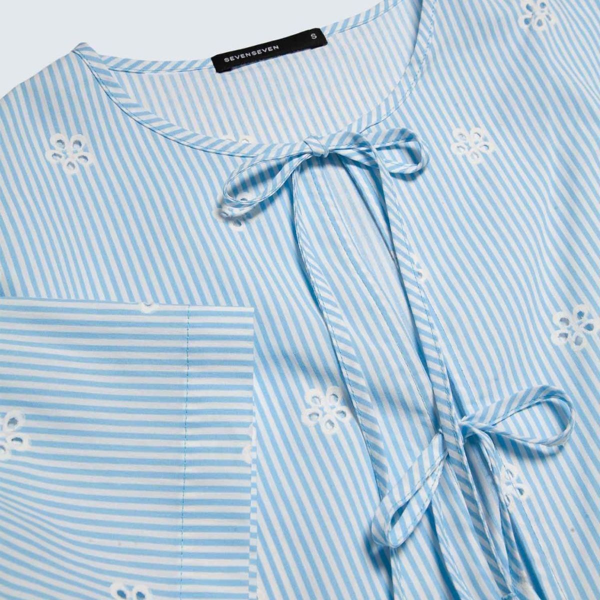 SEVEN SEVEN - Blusa Con Lace Up  Para Mujer Azul Seven Seven
