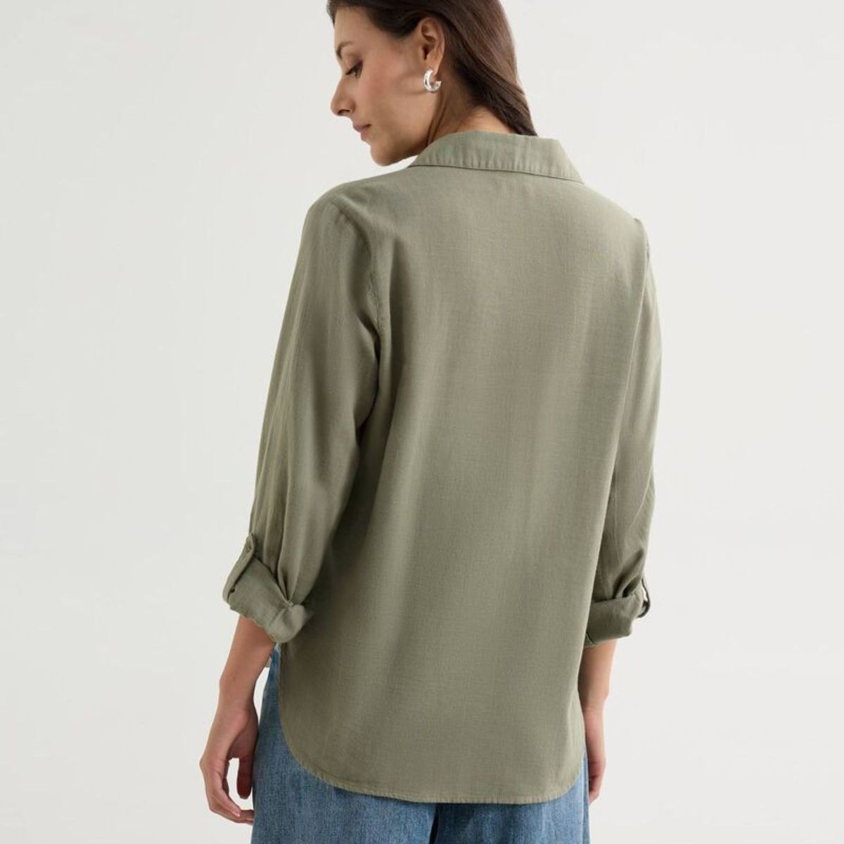 SEVEN SEVEN - Blusa Manga Larga En Efecto Lino  Para Mujer Verde Seven Seven