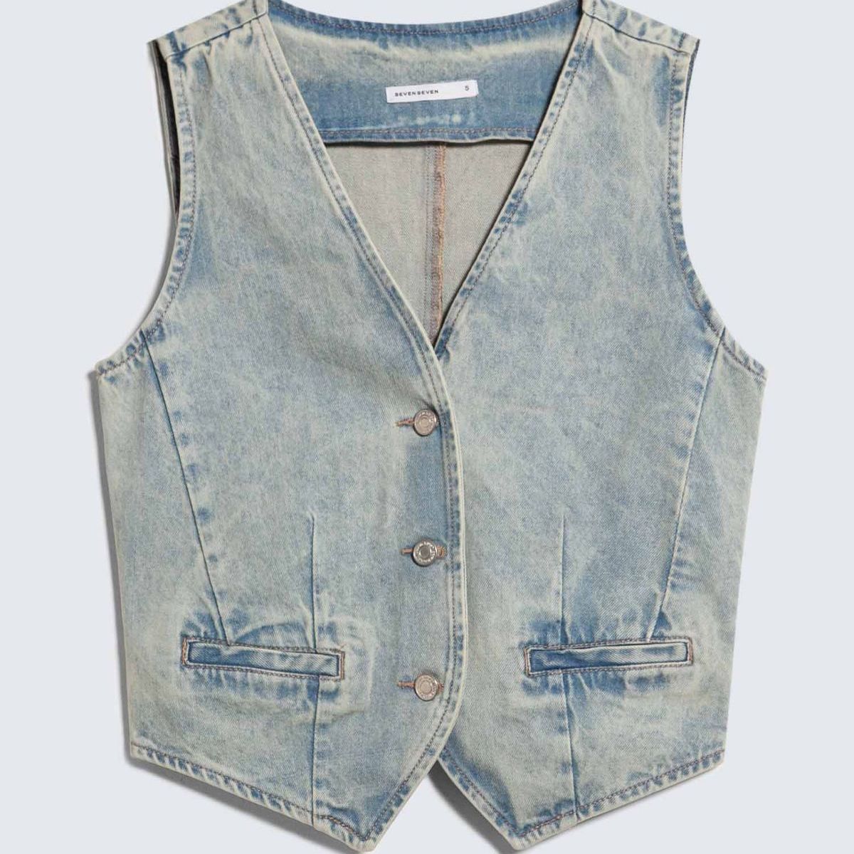 SEVEN SEVEN - Chaleco En Denim Con Desgastes  Para Mujer Azul Seven Seven